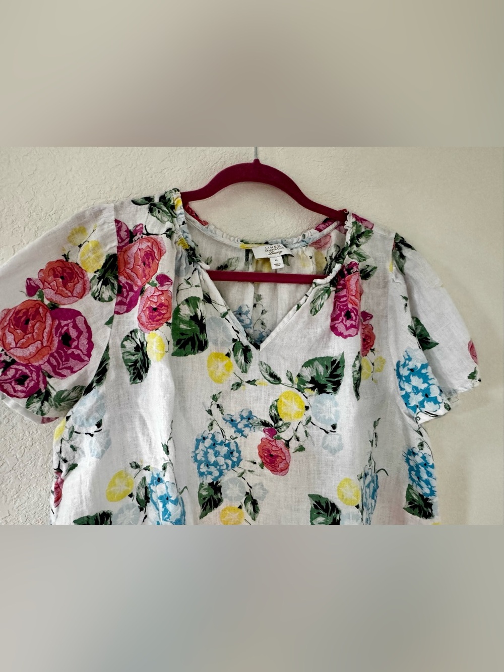 Charter Club Luxury Linen Floral Blouse - Picture 4 of 8